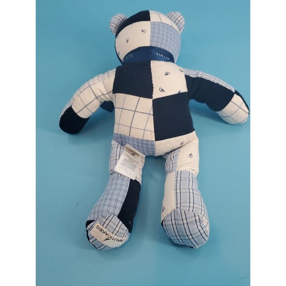 Nautica Kids Corduroy Patchwork Teddy Bear Stuffed Animal Plush Nursery Appx 15" - Picture 5 of 9